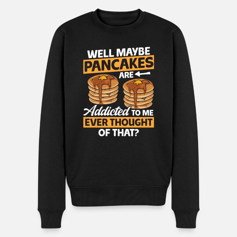 Pancake Frühstück Pfannkuchen - Männer Premium Bio Pullover - Schwarz