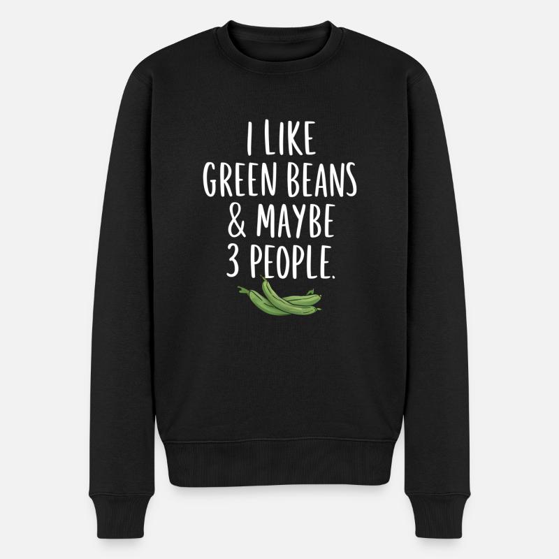 Grüne Bohnen - Männer Premium Bio Pullover - Schwarz
