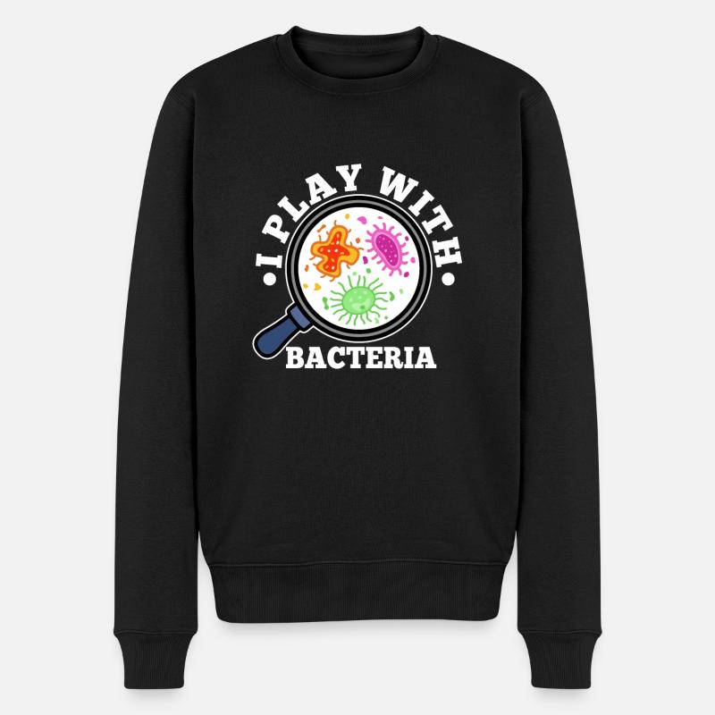 I play with bacteria - Männer Premium Bio Pullover - Schwarz