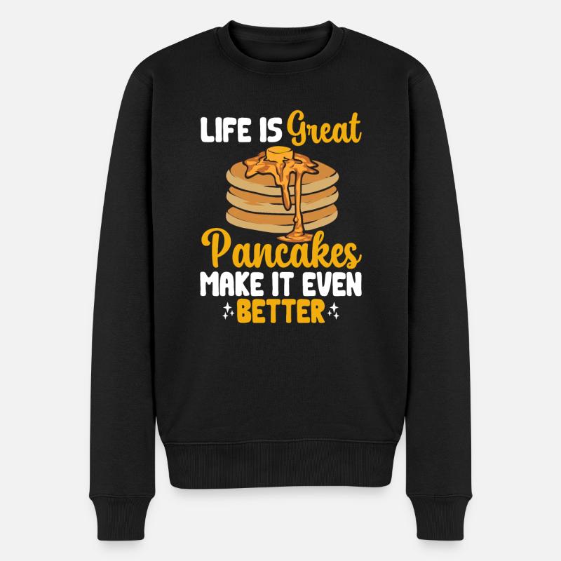 Pancake Frühstück Pfannkuchen - Männer Premium Bio Pullover - Schwarz