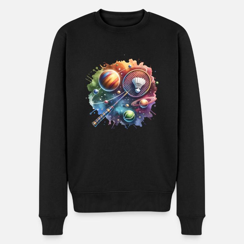 Cooles Badminton Federball Design - Männer Premium Bio Pullover - Schwarz