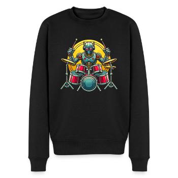 Energetic Robot Drummer Groove - Men's Premium Organic Jumper - black - Front - Nico (187cm)