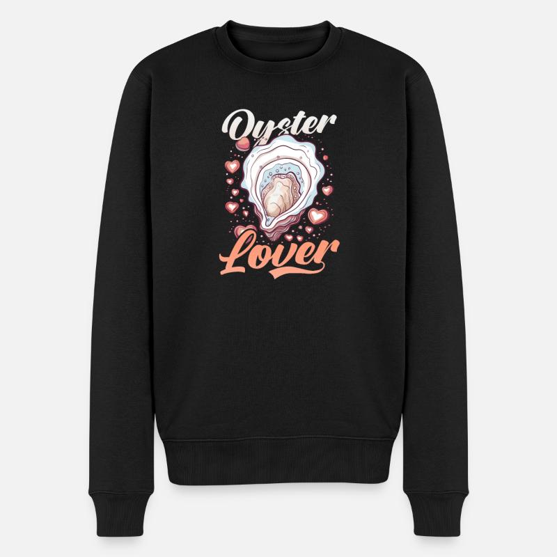 Austern-Austern-Liebhaber - Männer Premium Bio Pullover - Schwarz