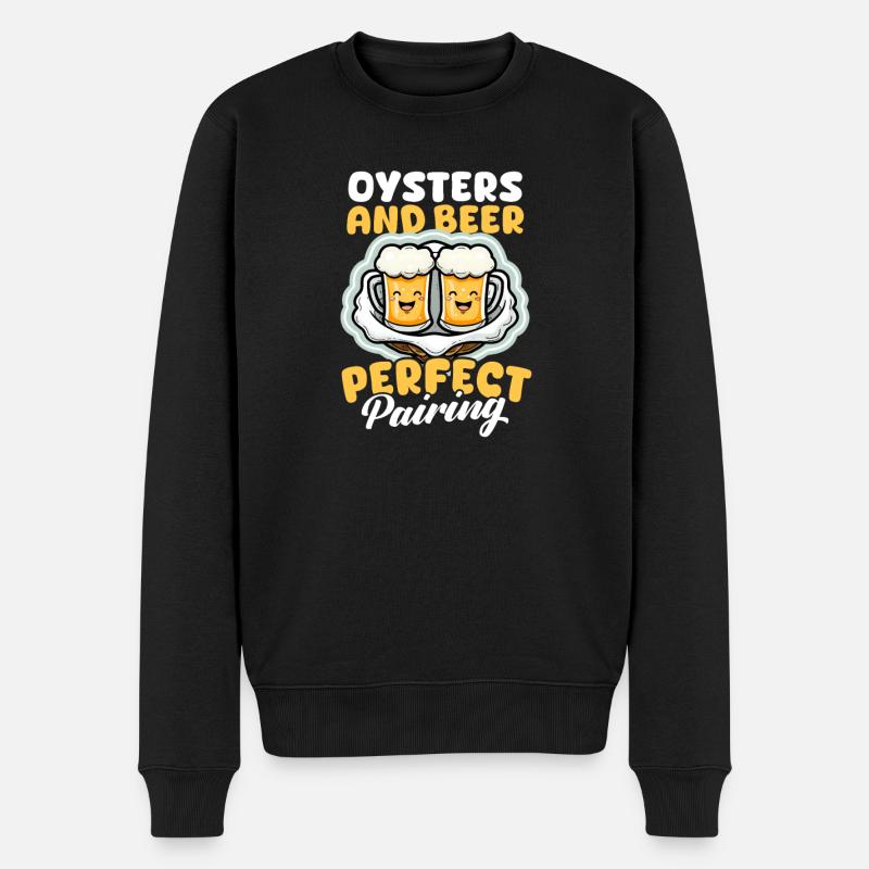 Austernaustern und Bier: Perfekte Kombination - Männer Premium Bio Pullover - Schwarz