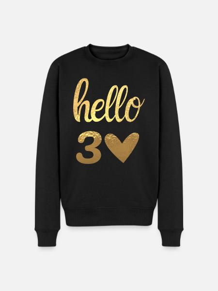 Hello 30 doré - Pull Premium bio Homme - noir