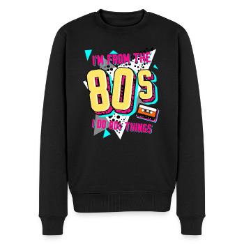 80s Retro Disco 1980 - Männer Premium Bio Pullover - Schwarz - Vorne - Nico (187cm)