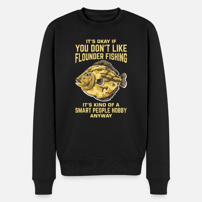 Flunder Fischer Spruch - Männer Premium Bio Pullover - Schwarz