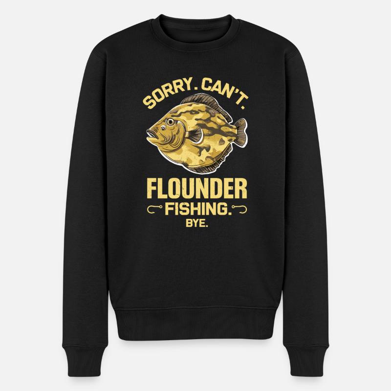 Flunder Fischer Spruch - Männer Premium Bio Pullover - Schwarz