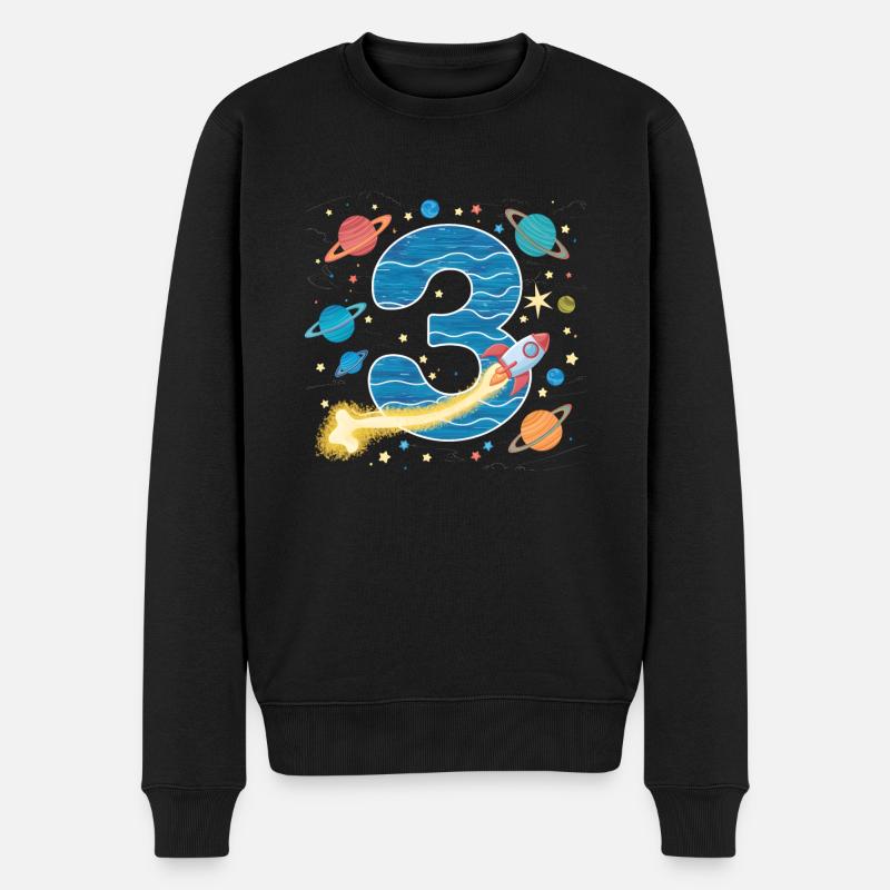 3. Geburtstag Jungen 3 Jahre Planeten Geburtstag - Männer Premium Bio Pullover - Schwarz