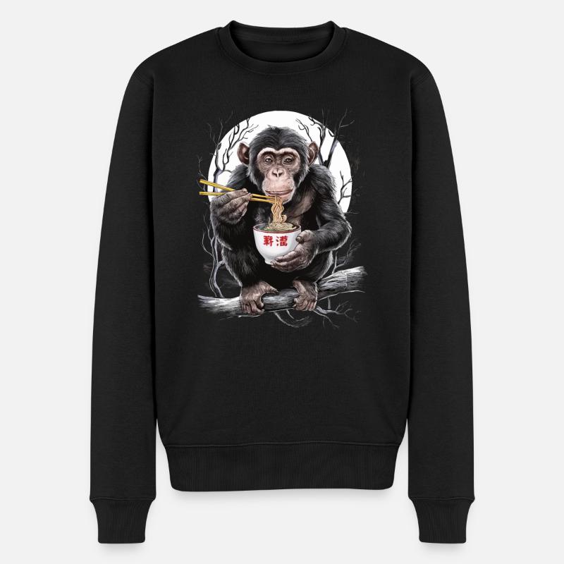 Schimpanse - Männer Premium Bio Pullover - Schwarz