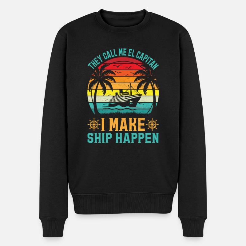 Schiff Boot Kapitän - Männer Premium Bio Pullover - Schwarz