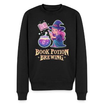 Buchtrank brauende Hexe | Halloween lese Hexe - Männer Premium Bio Pullover - Schwarz - Vorne - Nico (187cm)