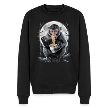 Affe - Männer Premium Bio Pullover - Schwarz - Vorne - Nico (187cm)