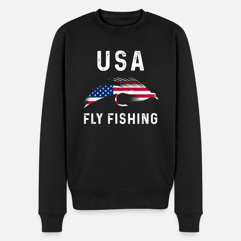 USA Fliegenfischen - Männer Premium Bio Pullover - Schwarz