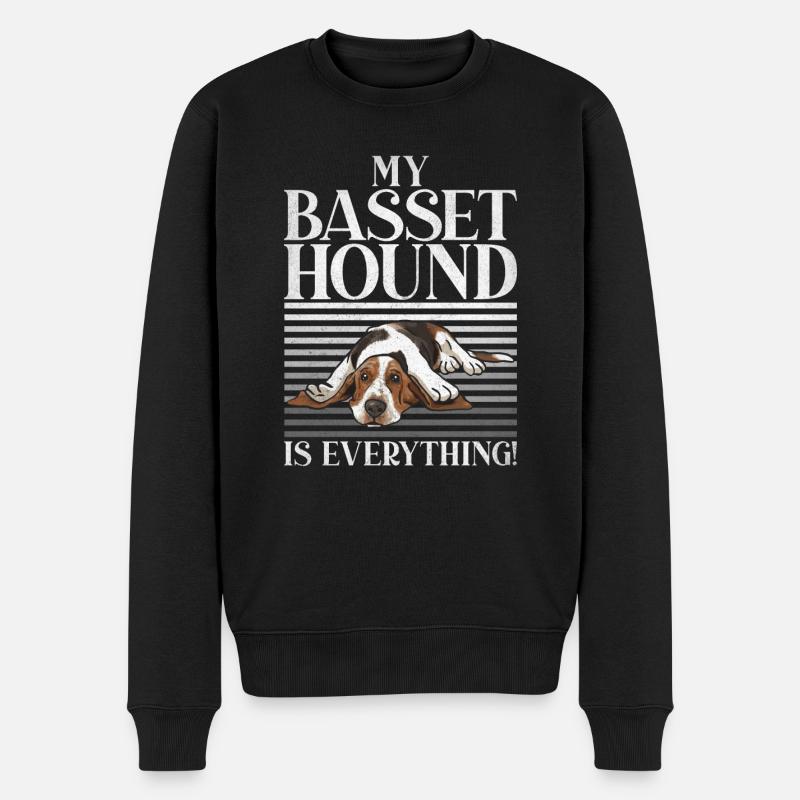 Basset Hound Gifts - Männer Premium Bio Pullover - Schwarz