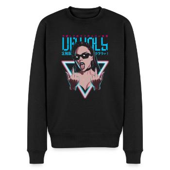 Provokant und Ausdrucksstark – Rebellische Mode - Männer Premium Bio Pullover - Schwarz - Vorne - Nico (187cm)
