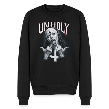 Provokant und Ausdrucksstark – Rebellische Mode - Männer Premium Bio Pullover - Schwarz - Vorne - Nico (187cm)