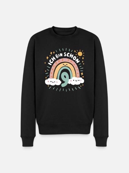 9th Birthday Shirt Rainbow Cloud - Men's Premium Organic Jumper - black