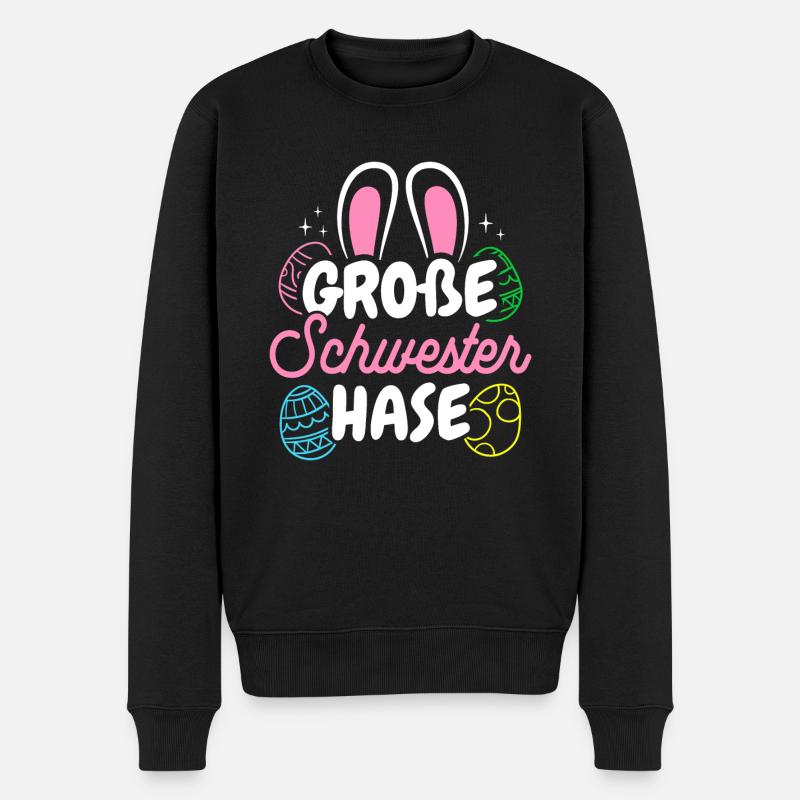 Große Schwester Hase Osterhase Familien Ostern Ges - Männer Premium Bio Pullover - Schwarz