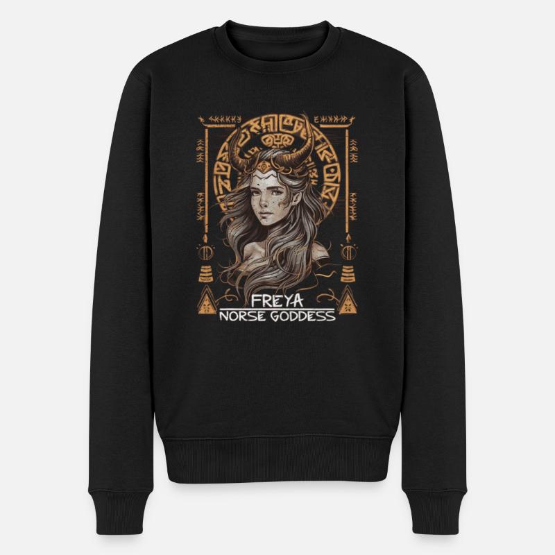 Freya – Göttin der nordischen Mythen - Männer Premium Bio Pullover - Schwarz