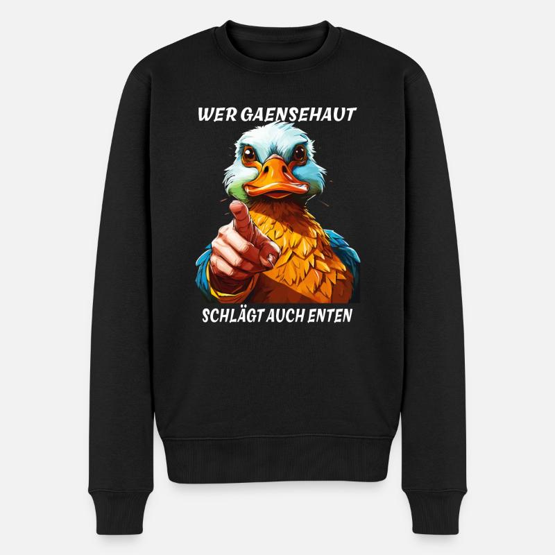 WER GAENSEHAUT SCHLÄGT AUCH ENTEN - Männer Premium Bio Pullover - Schwarz