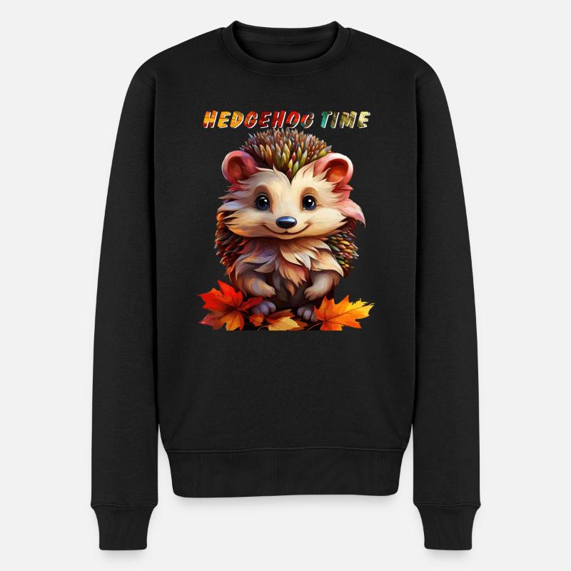 HEDGEHOG TIME - Männer Premium Bio Pullover - Schwarz