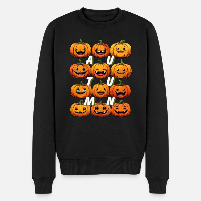 HERBST KÜRBIS - Männer Premium Bio Pullover - Schwarz