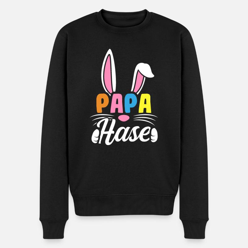 Papa Hase - Männer Premium Bio Pullover - Schwarz