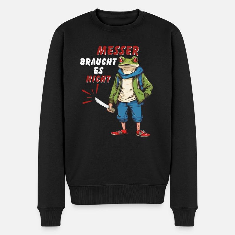 MESSER BRAUCHT ES NICHT - Männer Premium Bio Pullover - Schwarz