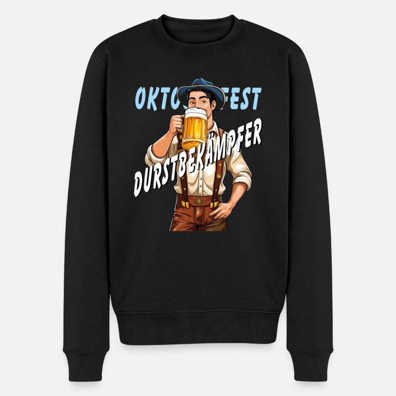 MANN Bier DURSTBEKÄMPFER - Männer Premium Bio Pullover - Schwarz