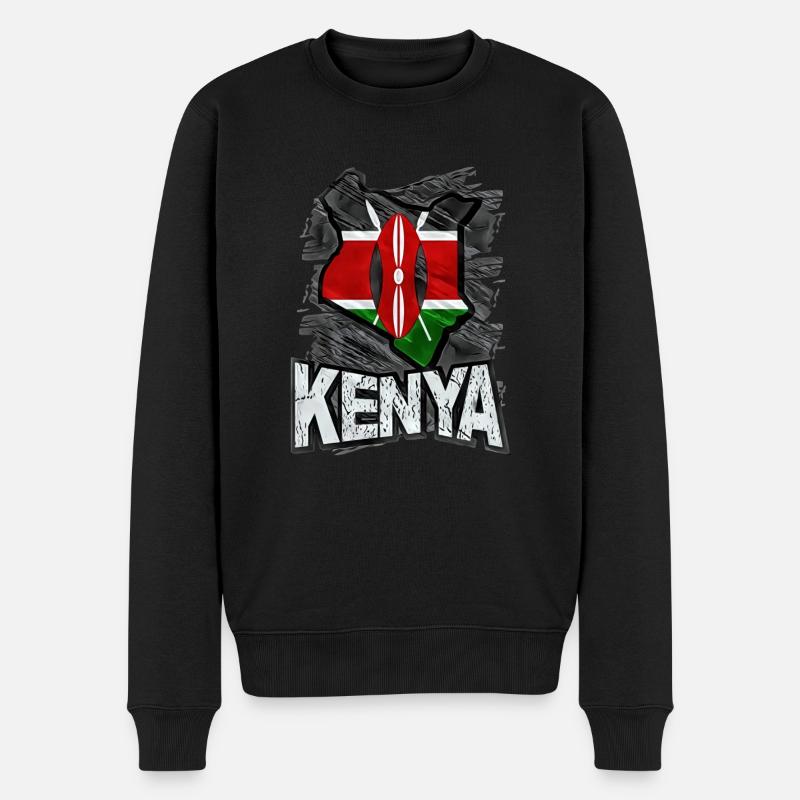 Kenia - Männer Premium Bio Pullover - Schwarz