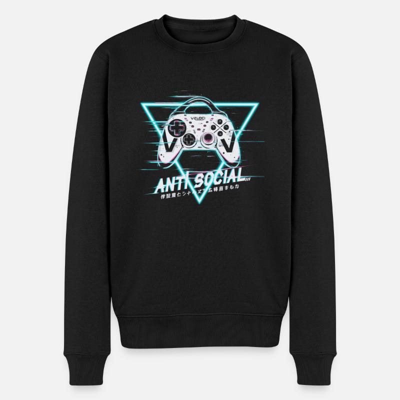 Gaming Controller Glitch Design - Männer Premium Bio Pullover - Schwarz