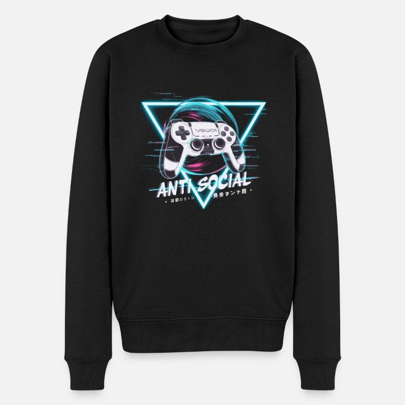 Gaming Controller Glitch Design - Männer Premium Bio Pullover - Schwarz