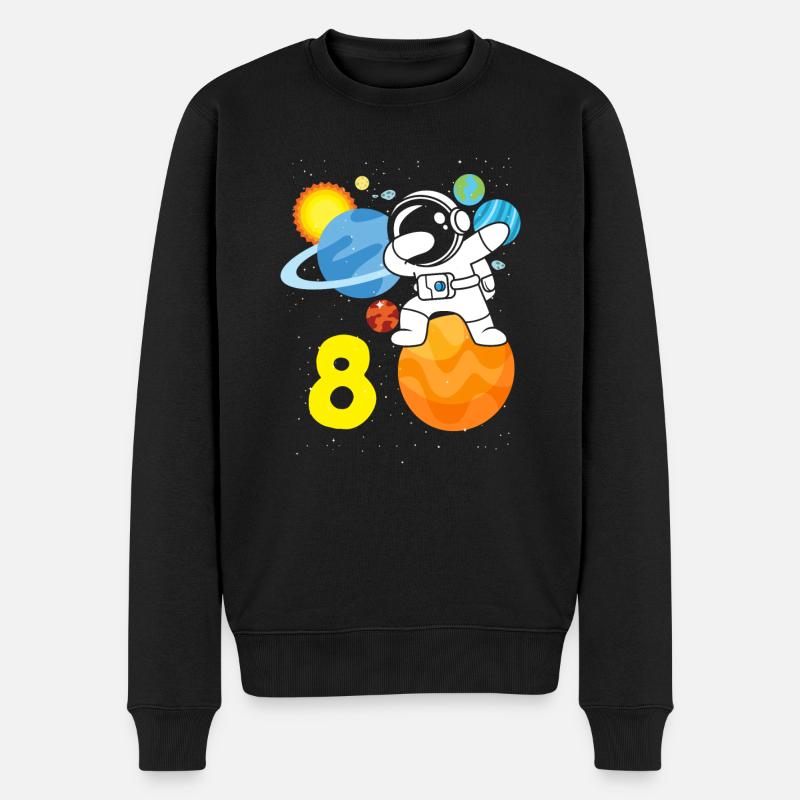 8. Geburtstag Jungen 8 Jahre Astronaut Geburtstag - Männer Premium Bio Pullover - Schwarz