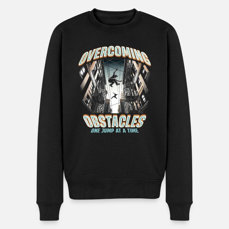 Parkour Parkourläufer Overcoming obstacles - Männer Premium Bio Pullover - Schwarz