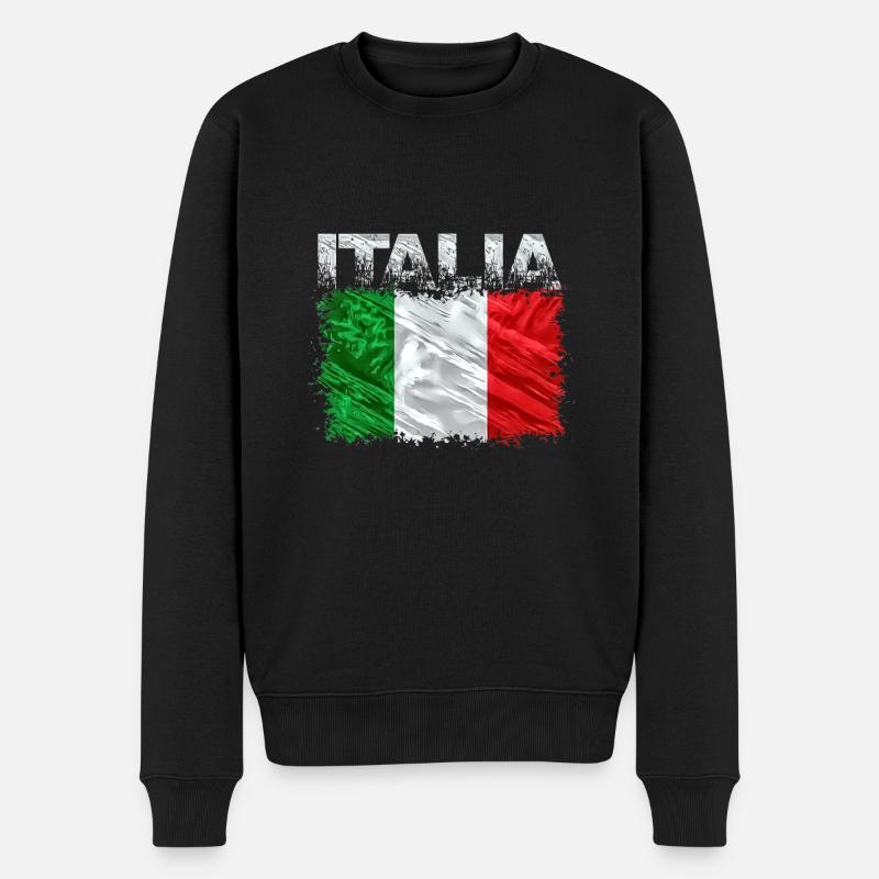 Italien - Männer Premium Bio Pullover - Schwarz