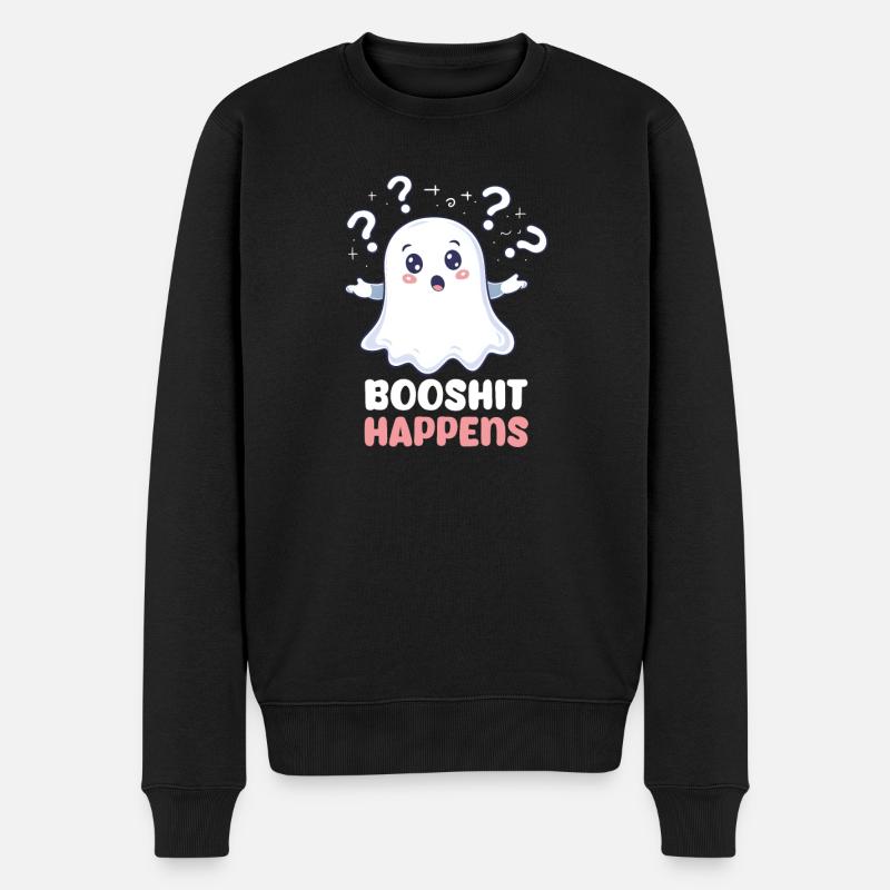 Booshit Booshit passiert - Männer Premium Bio Pullover - Schwarz