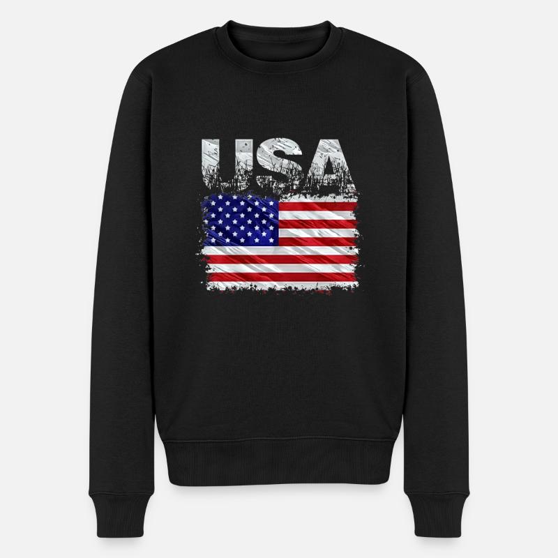 USA - Männer Premium Bio Pullover - Schwarz