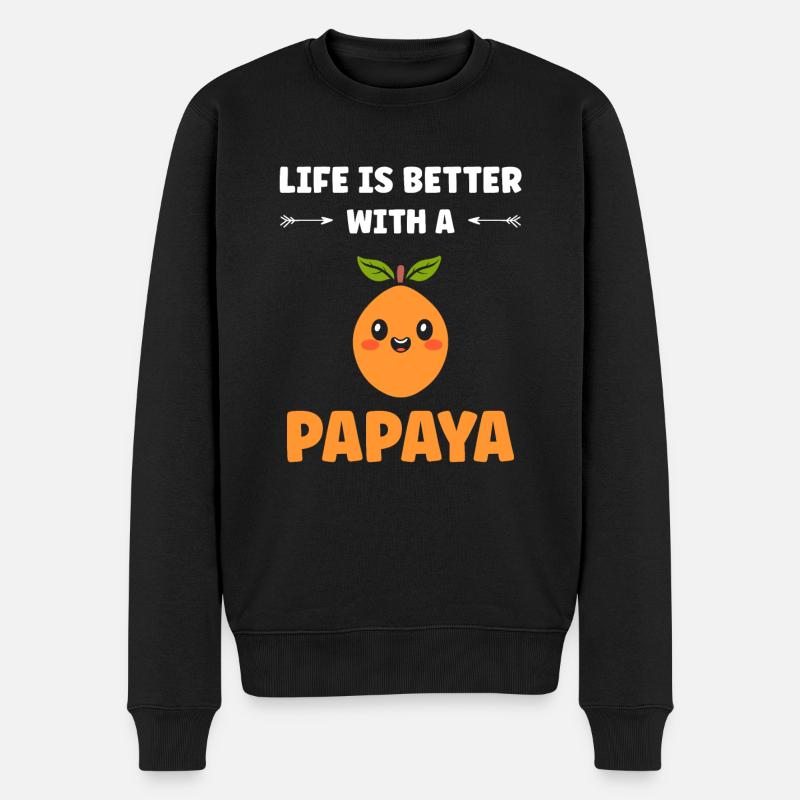 Papaya - Männer Premium Bio Pullover - Schwarz