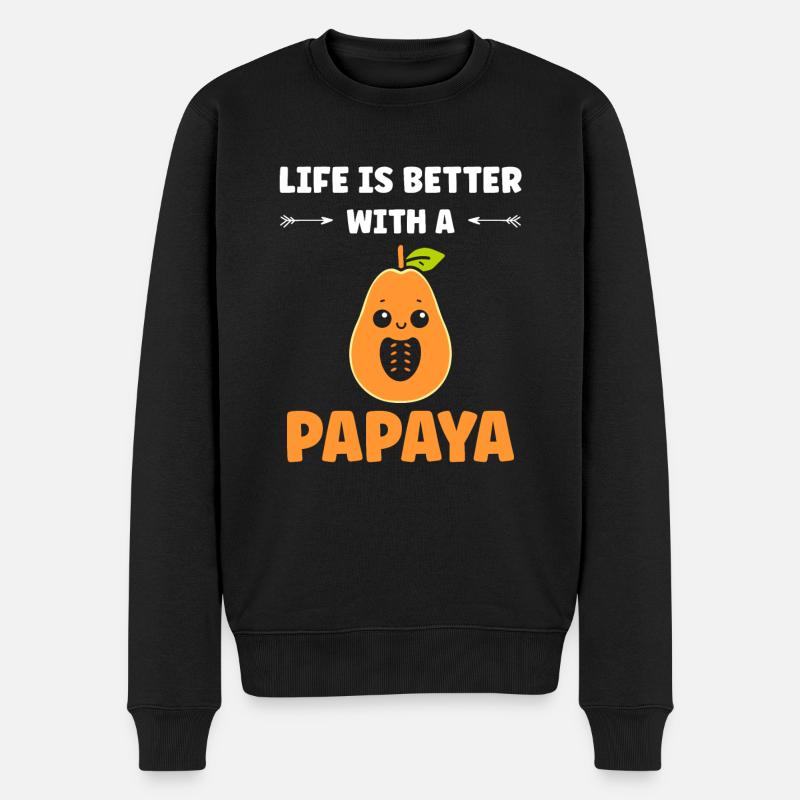Papaya - Männer Premium Bio Pullover - Schwarz