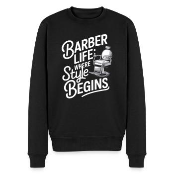 Vibrations de salon de coiffure et coupes de cheveux classiques pour - Pull Premium bio Homme - noir - Devant - Nico (187cm)