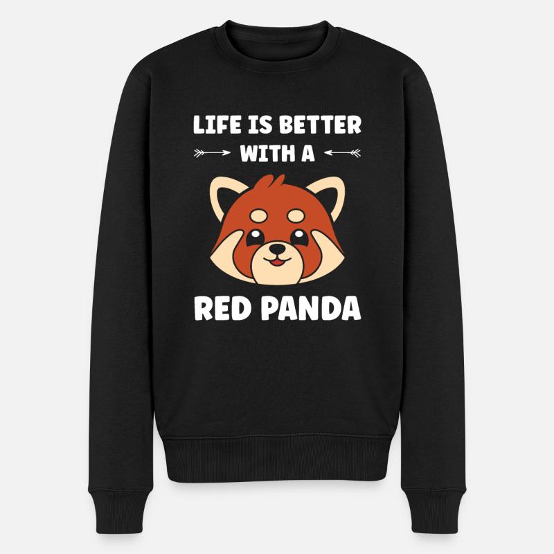 panda roux - Pull Premium bio Homme - noir