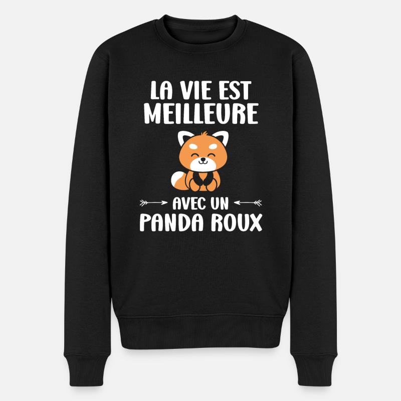 panda roux - Pull Premium bio Homme - noir