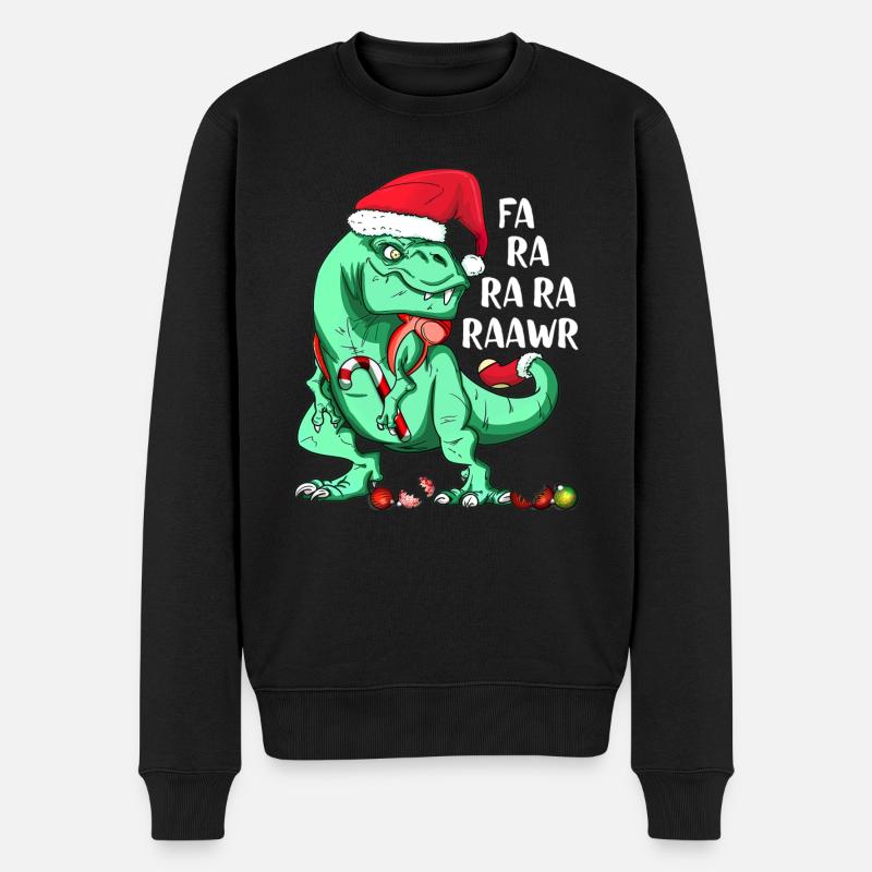 Funny T-Rex in Santa Hat FA RA RAWR Christmas Gift - Männer Premium Bio Pullover - Schwarz