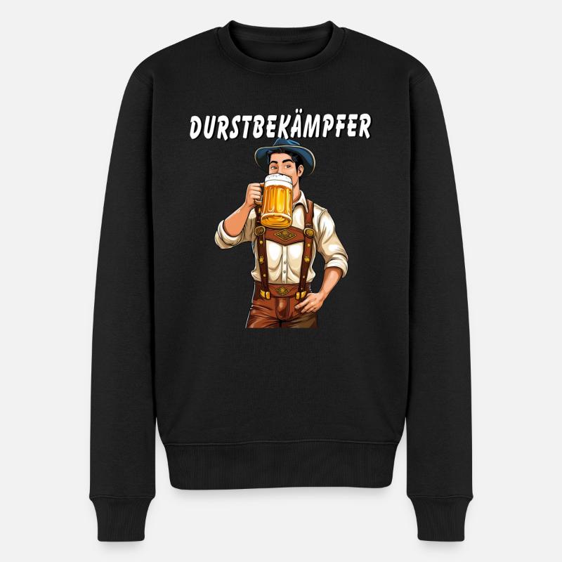 MANN Bier DURSTBEKÄMPFER - Männer Premium Bio Pullover - Schwarz