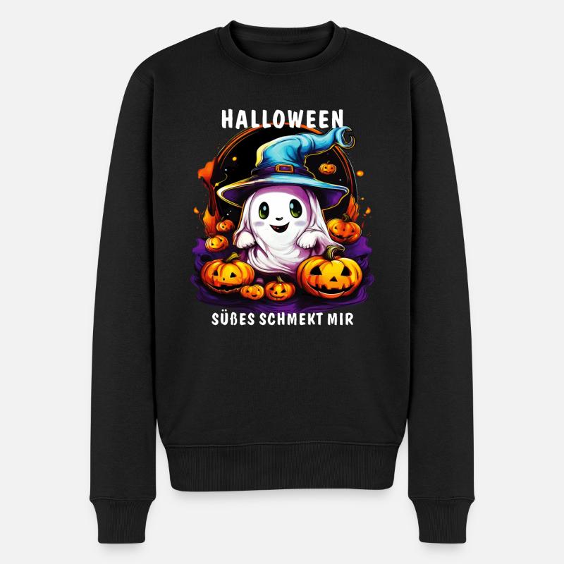 HALLOWEEN SÜßES SCHMECKT MIR KINDER - Männer Premium Bio Pullover - Schwarz