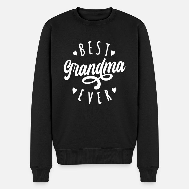 Best Grandma Ever Modern Calligraphy Mother's Day - Männer Premium Bio Pullover - Schwarz