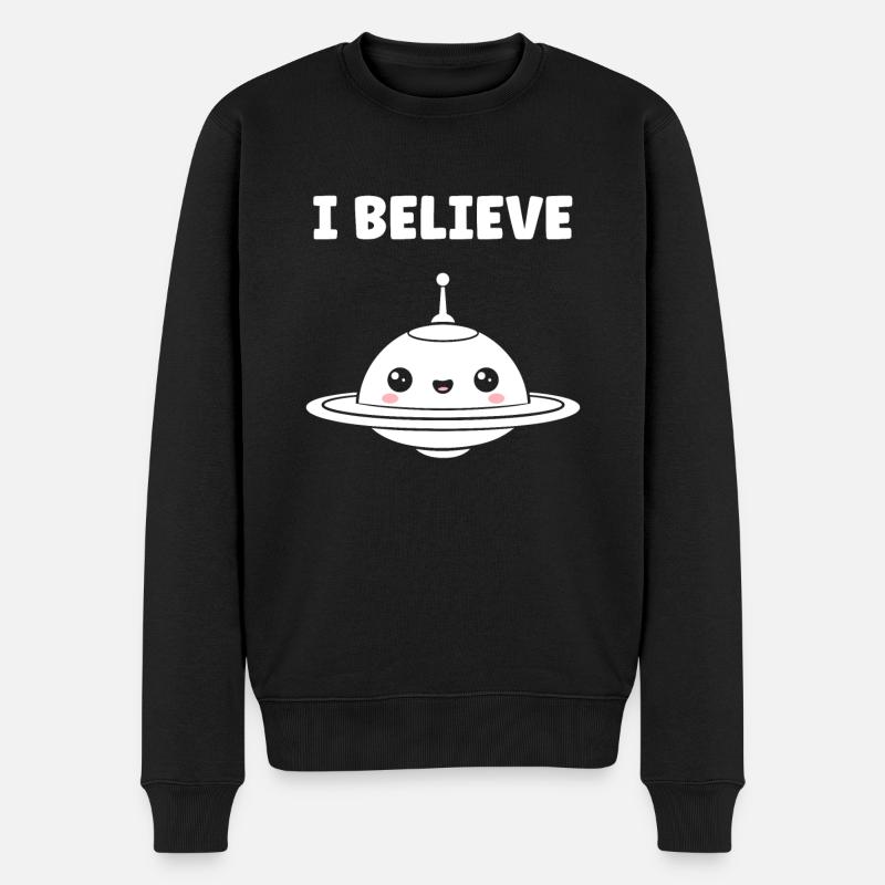 fliegende Untertasse - Männer Premium Bio Pullover - Schwarz
