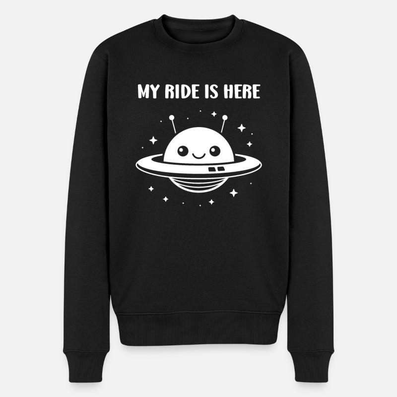 fliegende Untertasse - Männer Premium Bio Pullover - Schwarz