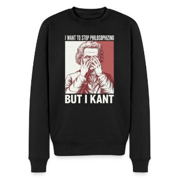 Je veux arrêter de philosopher mais je kant - Drôle - Pull Premium bio Homme - noir - Devant - Nico (187cm)